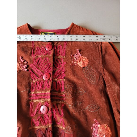 Mirasol Vintage Blazer Jacket M Velvet Ribbon Fringe Beads Sequins Art to Wear O - Picture 9 of 11